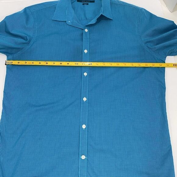 Perry Ellis Men's Slim Fit Short Sleeve Button Down Collared Shirt In Blue Large - Picture 5 of 11
